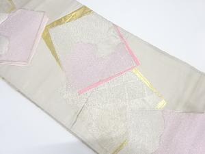 アンティーク 色紙に雲・花菱模様織り出し袋帯(材料)